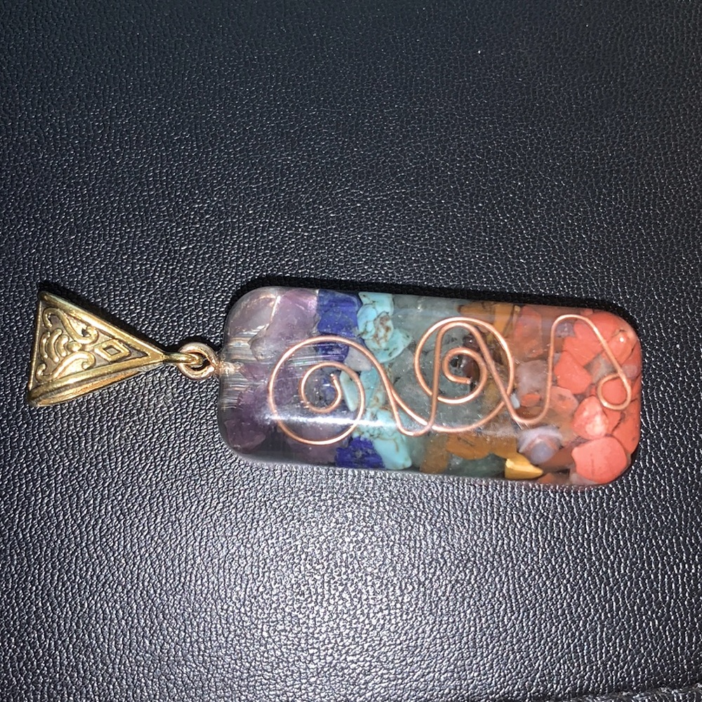 7 chakra stones necklace, orgonite, Unisex
